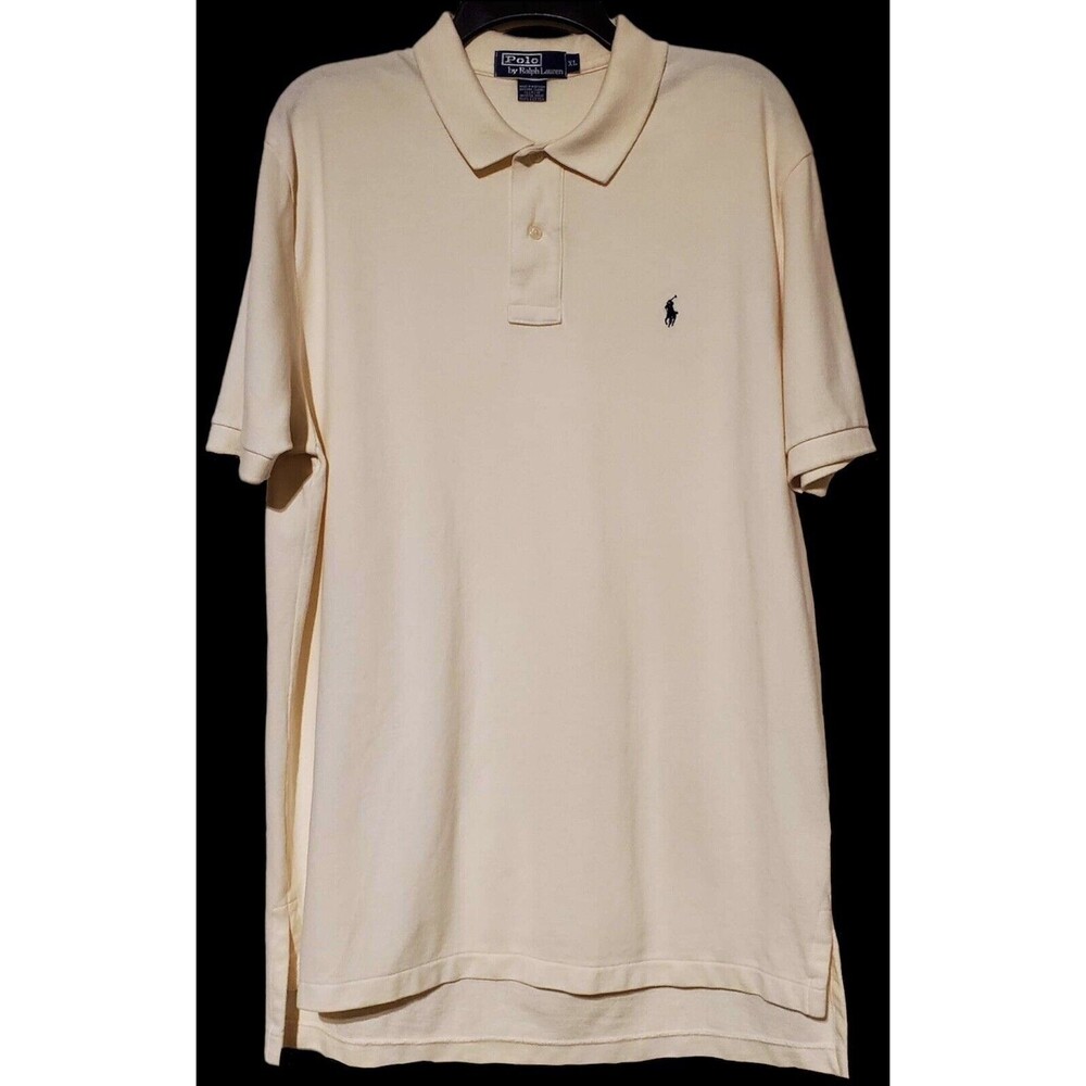 Mens RALPH LAUREN XL Ivory Beige Short Sleeve Polo Shirt, 100% Cotton - Picture 2 of 6